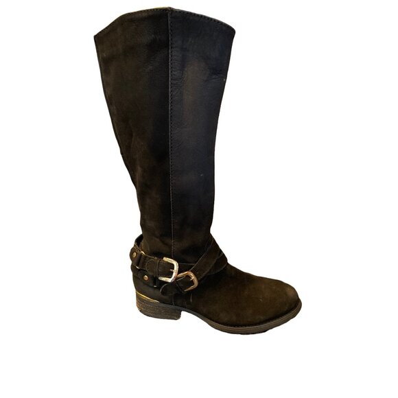 Steve Madden Women’s Amill Black Leather Riding Boots size 6.5 - Picture 1 of 11